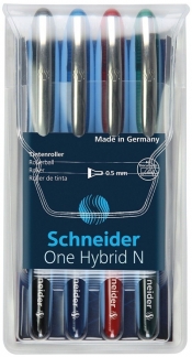 Pióro kulkowe Schneider One Hybrid N 0,5 mm 4 sztuki w etui mix kolorów (183594)