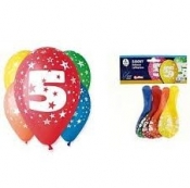 Balon 12" z nadrukiem "5"pastel mix 5szt