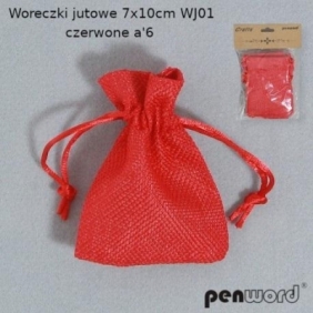 Woreczki jutowe czerwone 7x10cm 6szt