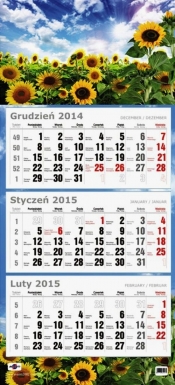 Kalendarz Trójdzielny Płaski 2015 słoneczniki - <br />
