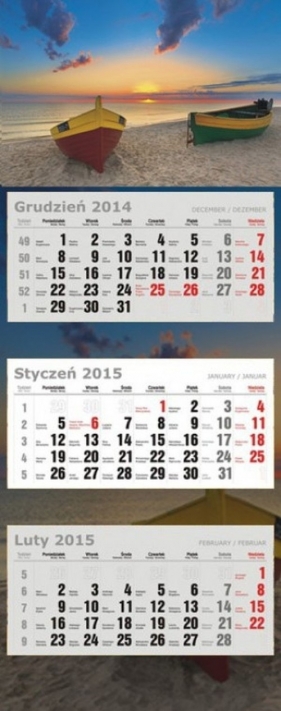 Kalendarz Trójdzielny Duży 2015 łódki - <br />