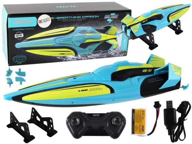 <img src='https://webimage.pl/pics/504/5/d5905991025504.jpg' style='height:440px' /> Łódź R/C 2.4G wodoodporna żółto-turkusowa