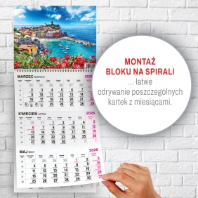 Kalendarz trójdzielny spirala - Widok