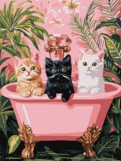Malowanie po numerach - Koty w łazience 30x40cm