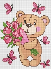 Diamentowa mozaika - Uroczy pluszowy miś 30x40cm