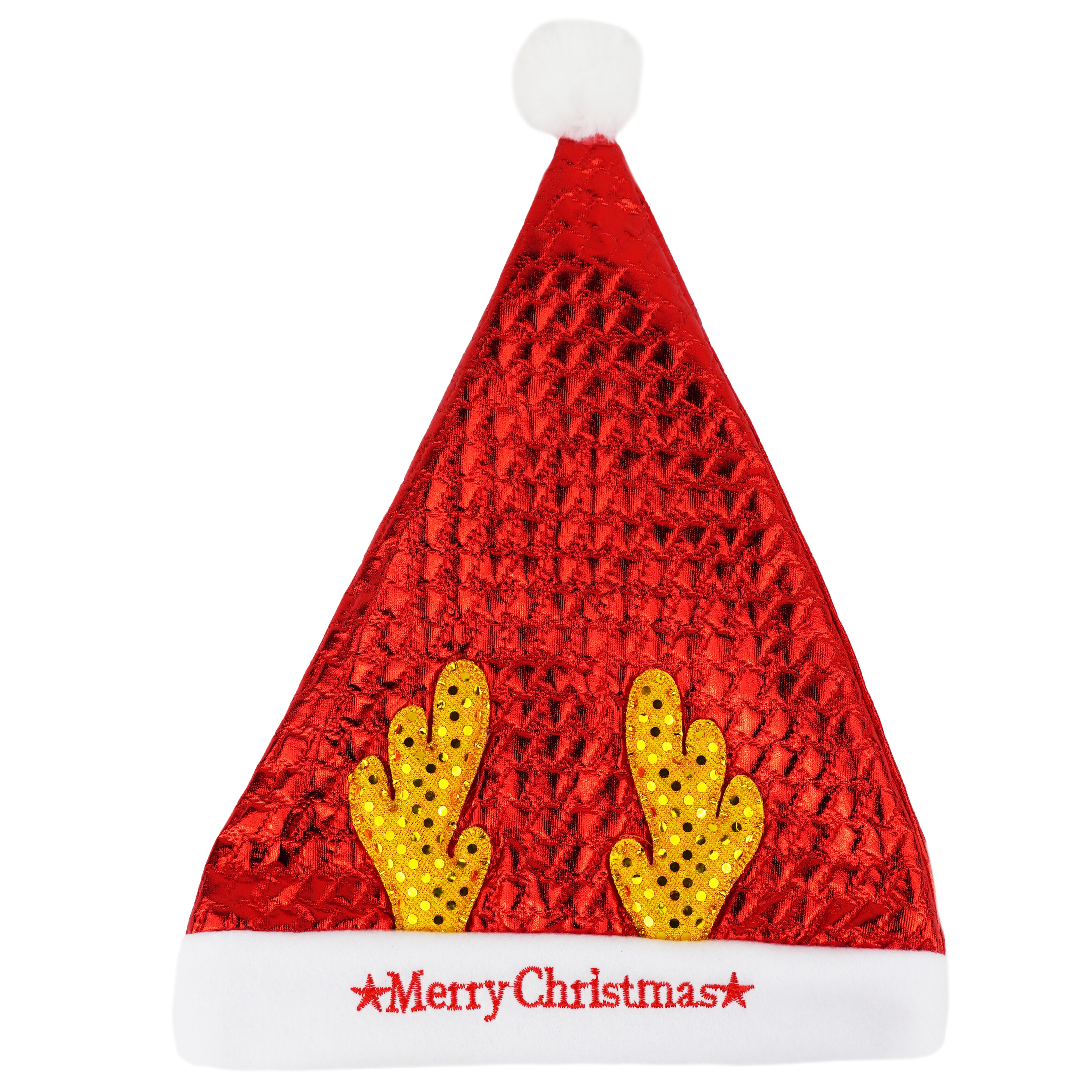 <img src='https://webimage.pl/pics/505/3/d5907354203505.jpg' style='height:440px' /> Wytłaczana czapka Mikołaja z reniferem, 1 szt.