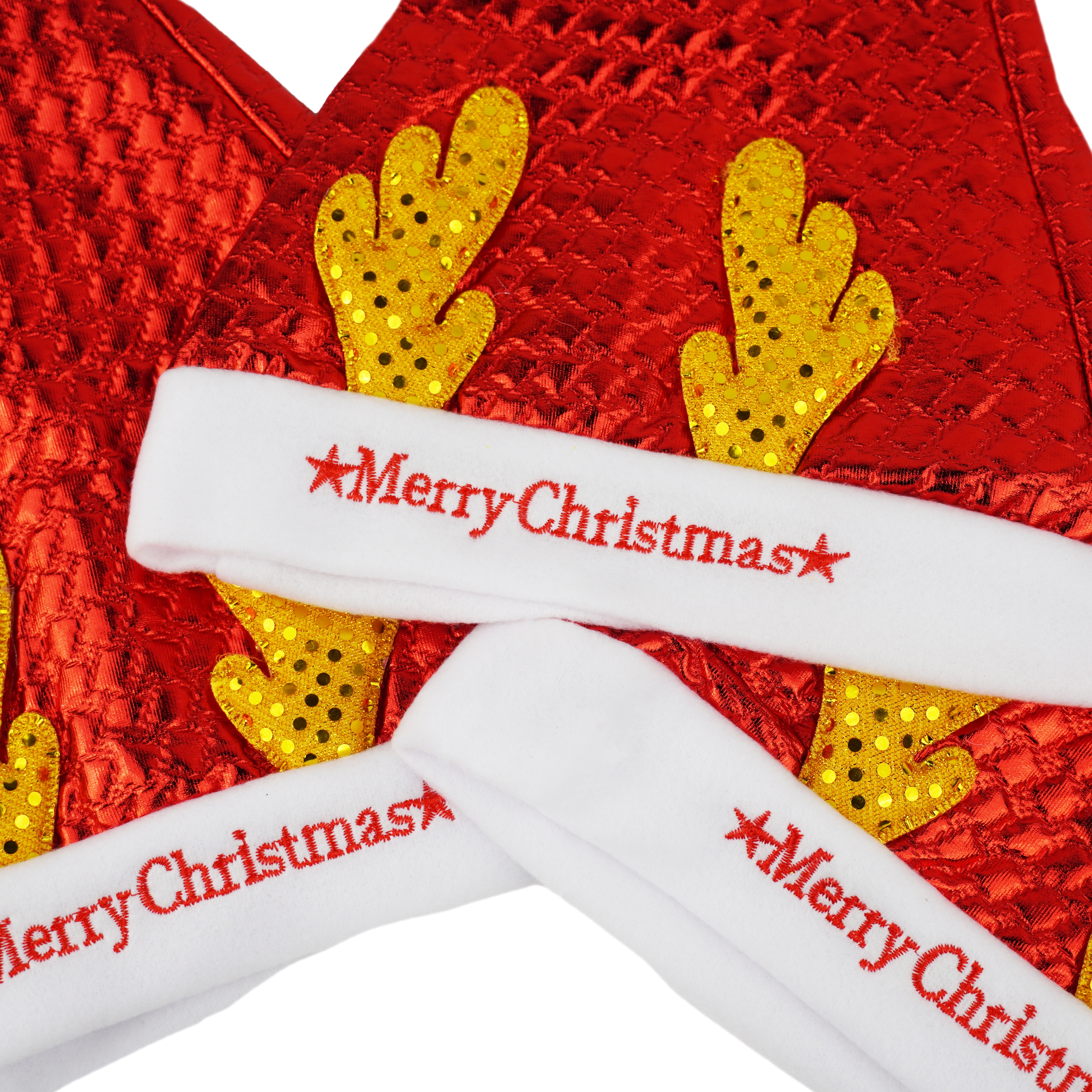 Wytłaczana czapka Mikołaja z reniferem, 1 szt.