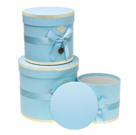 Pudełko Flower Box z kokardą 3szt niebiesk ROZETTE