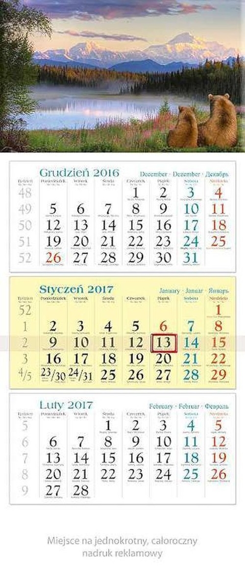 Kalendarz trójdzielny 2017 KT 10 Widok