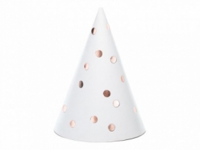Czapka party Kropki, biały, 16cm (1 op./6 szt.)(CPP23-008)