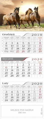 Kalendarz 2020 Trójdzielny Konie CRUX
