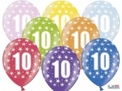 Balon gumowy Partydeco gumowy 10 urodziny, mix kolorów 30 cm/6 sztuk (SB14M-010-000-6)