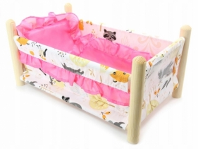 Łóżeczko drewniane z pościelą