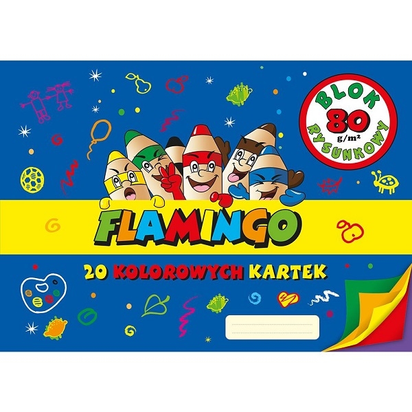 Blok rysunkowy Flamingo A3/20k - kolorowy