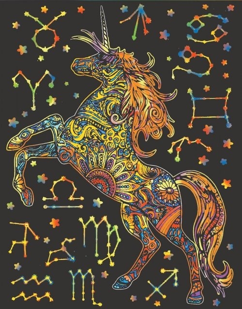 Kolorowanka Welwetowa Colorvelvet 47x35 cm Jednorożec Niebo
