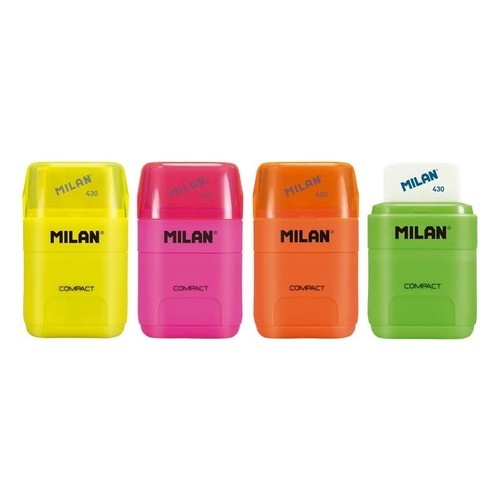 Temperówka + gumka Milan Compact Fluo mix kolorów (BYM10380)