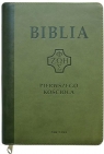 Biblia Pierwszego Kościoła ciemnozielona z paginatorami i suwakiem