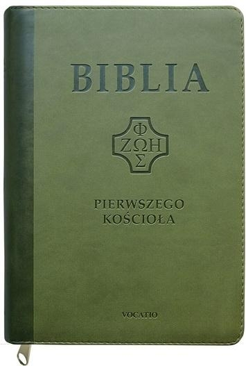 Biblia Pierwszego Kościoła ciemnozielona z paginatorami i suwakiem