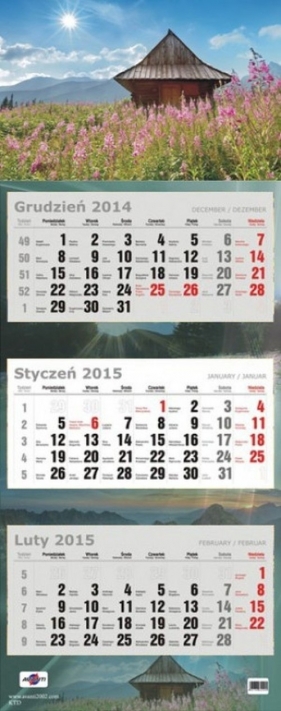 Kalendarz Trójdzielny Duży 2015 domek w górach - <br />