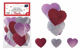 Naklejki brokat piankowe samoprzylep. Hearts 16szt