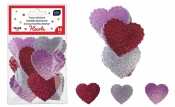 Naklejki brokat piankowe samoprzylep. Hearts 16szt