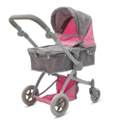 Wózek dla lalek 2w1 Sophie pink-grey