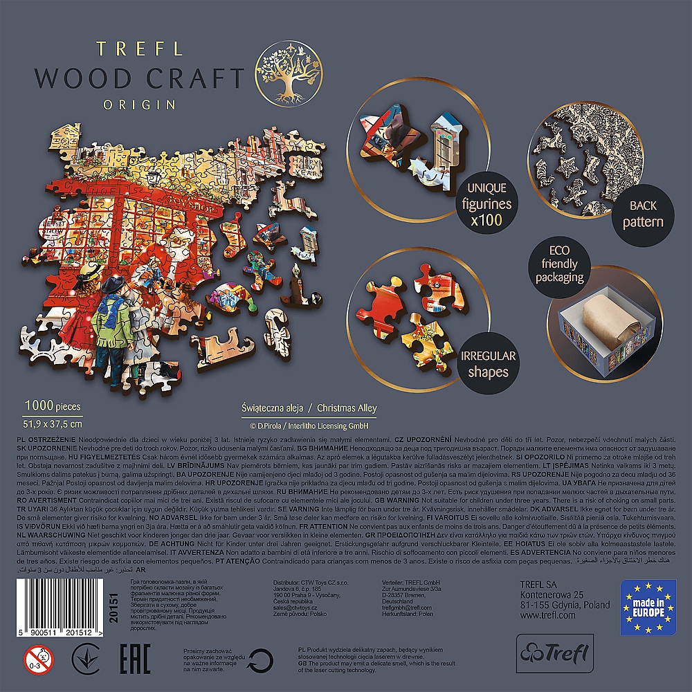 Trefl, Puzzle drewniane 1000: Świąteczna aleja (20151)