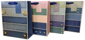 Torebka Lux z brokatem max (30x40x12)jeans - ROZETTE