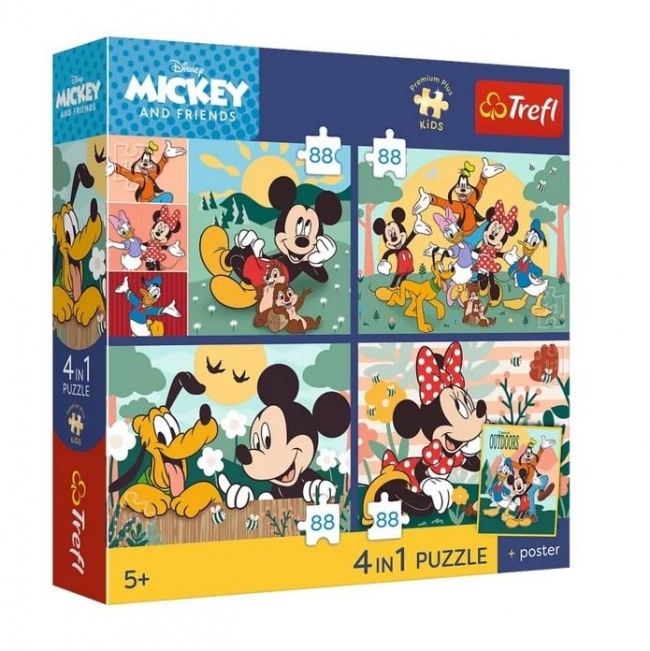 <img src='https://webimage.pl/pics/513/7/d5900511347067.jpg' style='height:440px' /> Puzzle 4w1 Mickey and Friends + plakat TREFL