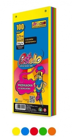 Przekładka do segregatora 1/3 A4 100K 5 kolorów