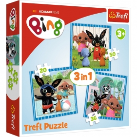 Trefl, Puzzle 3w1: Bing - Zabawy z przyjaciółmi (34851)