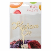 Drewniana dekoracja na patyczku - Kocham Cię