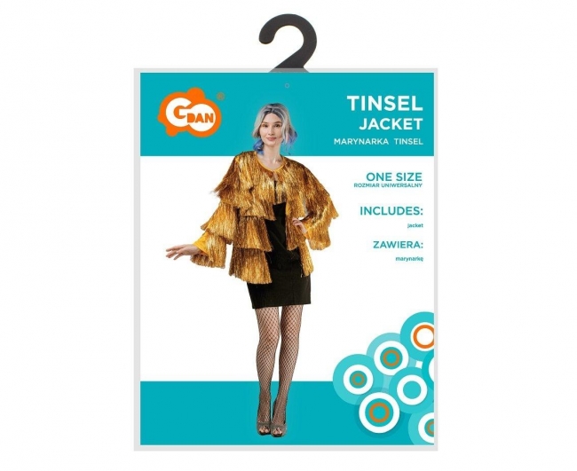 <img src='https://webimage.pl/pics/518/7/d5902973197518.jpg' style='height:440px' /> Marynarka dla dorosłych Tinsel złota rozm. uniw