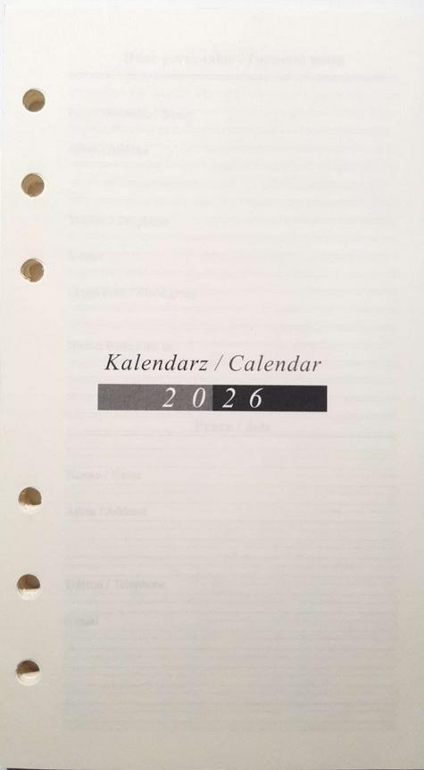 Wkład do organizera terminarz 2026 7,5x12,5cm
