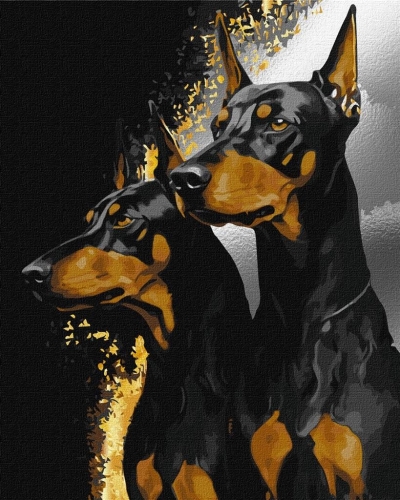 Malowanie po numerach - Wierne dobermany 40x50cm