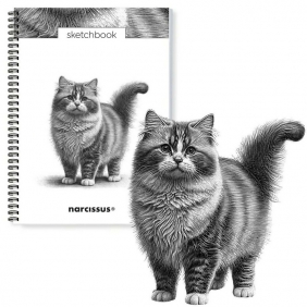 Szkicownik A4 na spirali Kot Ragamuffin 50k z perforacją 120 gsm