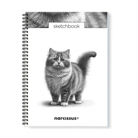 Szkicownik A4 na spirali Kot Ragamuffin 50k z perforacją 120 gsm
