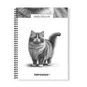 Szkicownik A4 na spirali Kot Ragamuffin 50k z perforacją 120 gsm