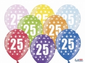Balon gumowy Partydeco gumowy 25 urodziny, mix kolorów 30 cm/6 sztuk mix 300 mm (SB14M-025-000-6)
