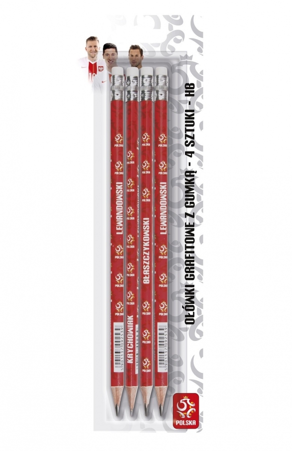 Ołówek trójkątny z gumką HB 4 szt. - PZPN (206016001)