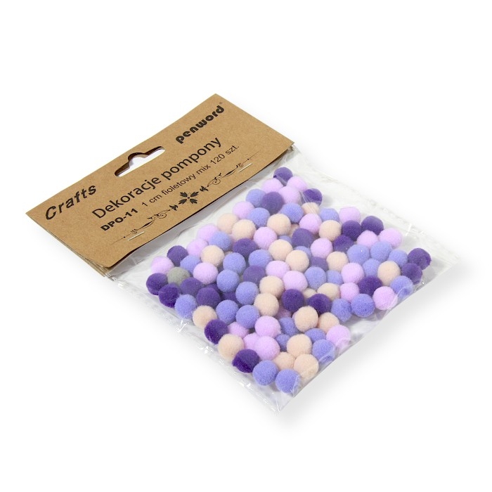 Dekoracje pompony 1cm fioletowe 120szt