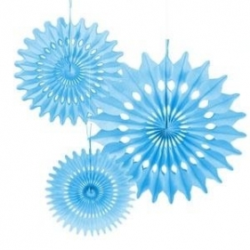 Rozety dekoracyjne niebieskie 3szt