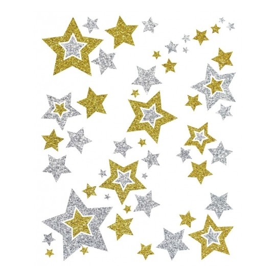 Naklejki foliowe - Złote i srebrne gwiazdki (52952)