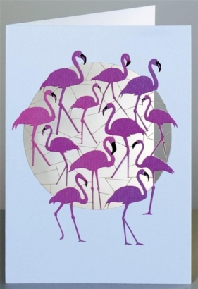 Karnet PM852 wycinany + koperta Flamingi