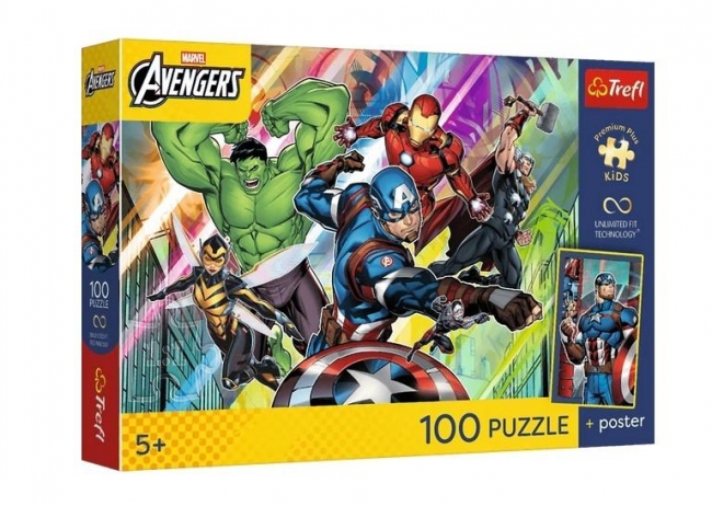 <img src='https://webimage.pl/pics/524/5/d5900511165524.jpg' style='height:440px' /> Puzzle 100 Marvel Potęga i moc + plakat