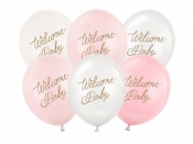 Balony Welcome Baby mix różowy 30cm 6szt