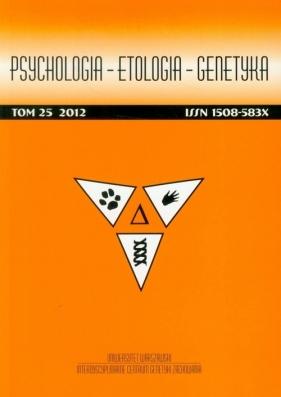 Psychologia Etologia Genetyka Tom 25