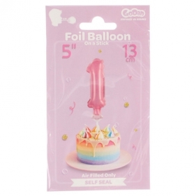 Balon foliowy Godan różowy 13 cm cyfra 1 (BC-5ROI)