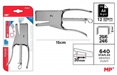 Zszywacz nożycowy 15cm + zszywki 24/6