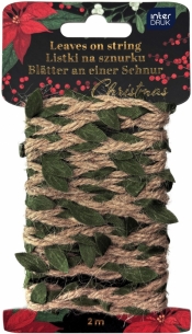 Listki na naturalnym sznurku 2m - Christmas